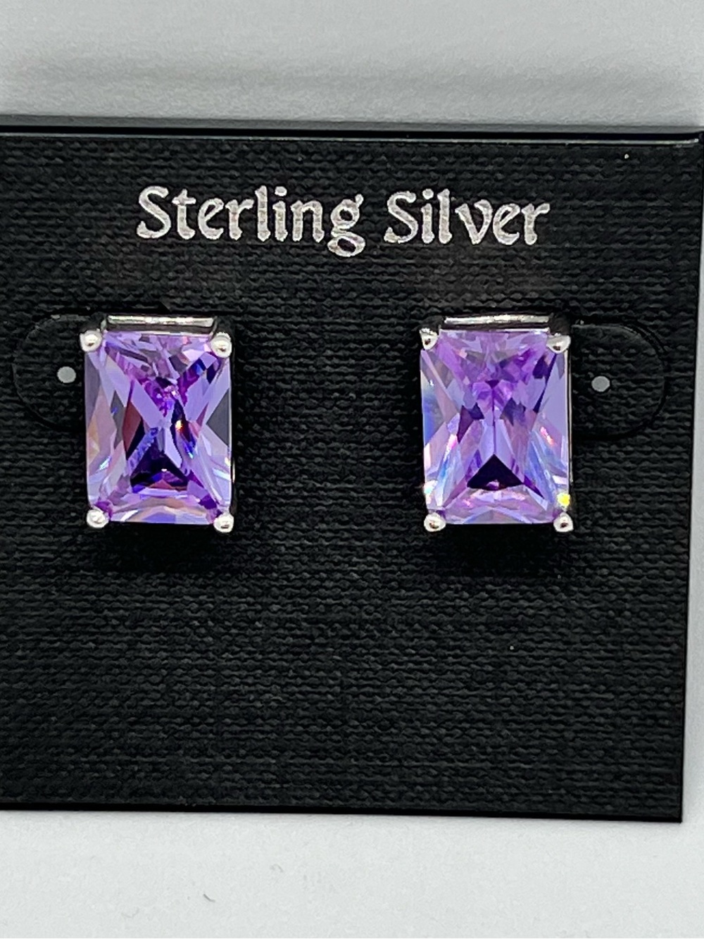 Sterling Silver Lavender Purple Faceted Stud Earrings